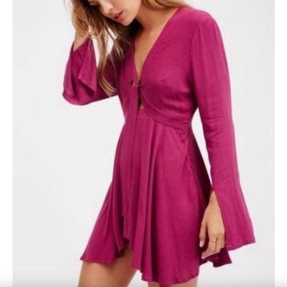 Free People Jackson Tunic Mini Long Sleeve Flowy Dress - Picture 1 of 4
